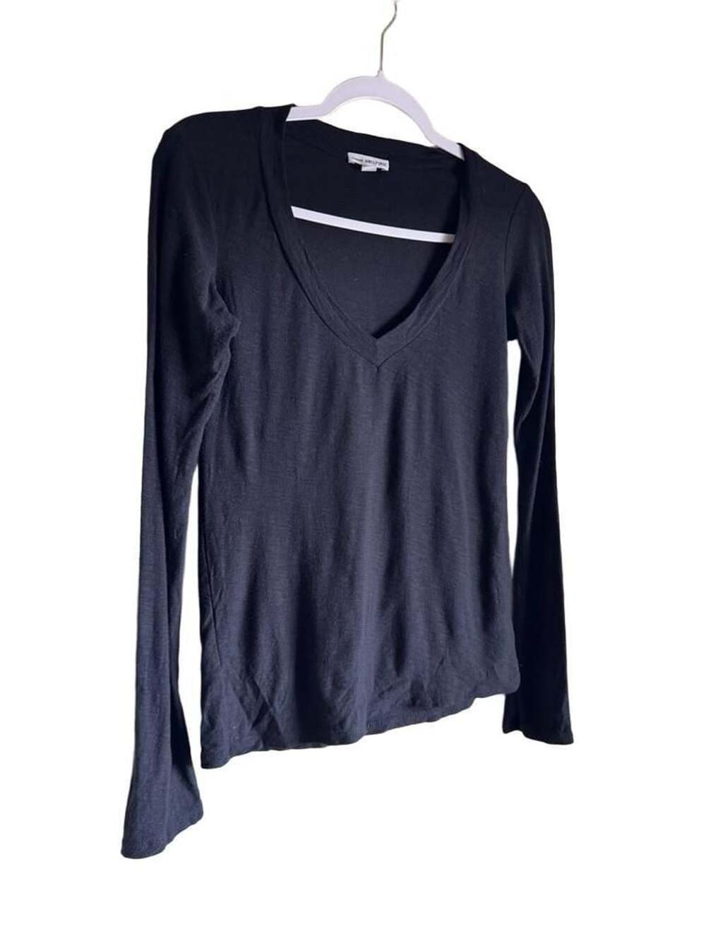 Standard James Perse Black Long Sleeve Scoop Neck Top Size 1